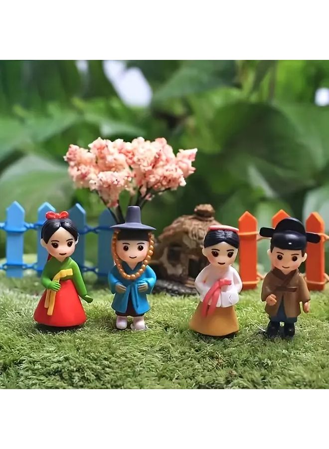 4Pcs Set Traditional Korean Couple DIY Statues Cute Boy Girl Home Decor Gift - Image 1